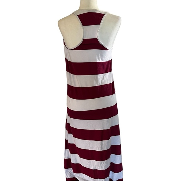 Tommy Bahama MaroonWhite Striped Maxi Dress Razor back Small Tall - Picture 4 of 5